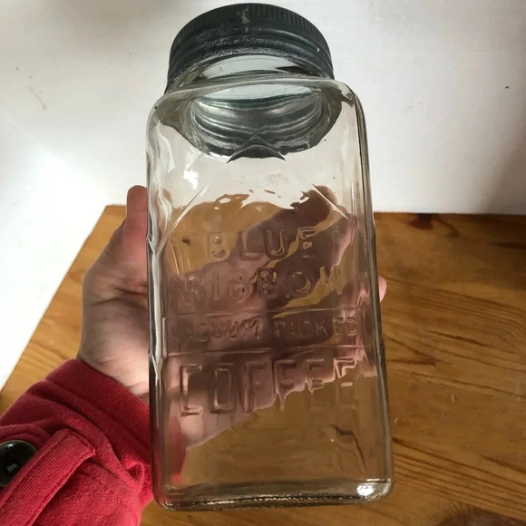 Vtg Blue Ribbon Coffee Jar - Picture 7 of 12